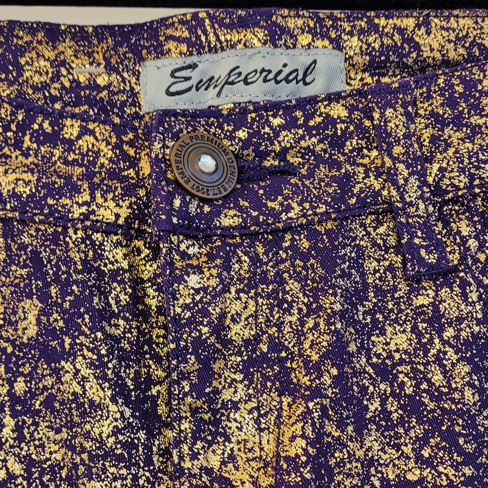 EMPERIAL Premium Denim Purple Gold Sz 3 NWT